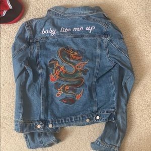 baby lite me up! jean jacket with dragon patch